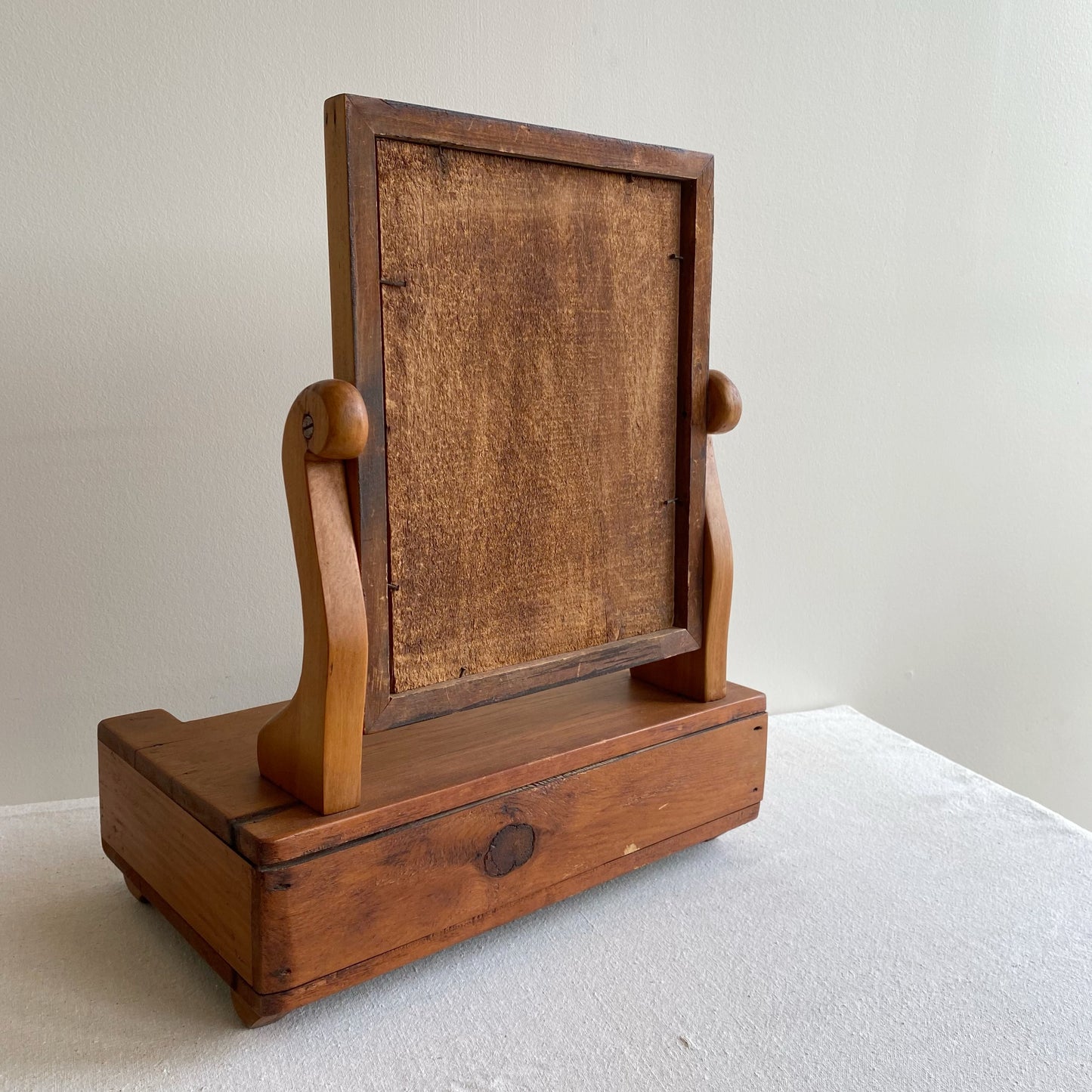 Antique Dresser Top / Vanity Box with Swivel Mirror