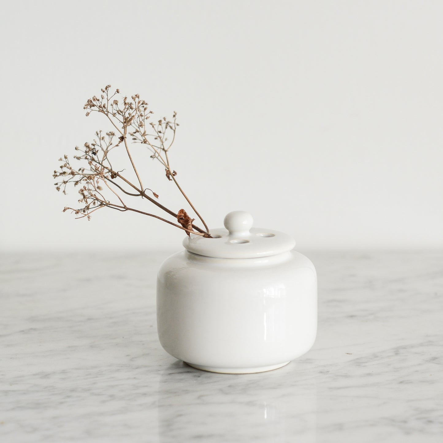 Simple White Ceramic Container with Lid