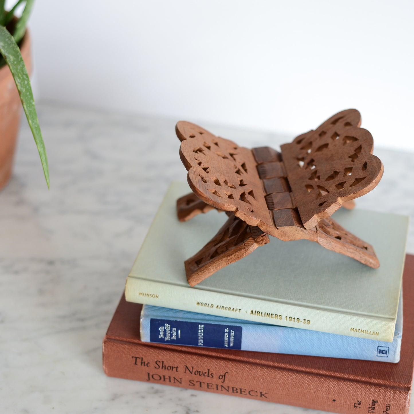 Small Carved Wood Book Stand