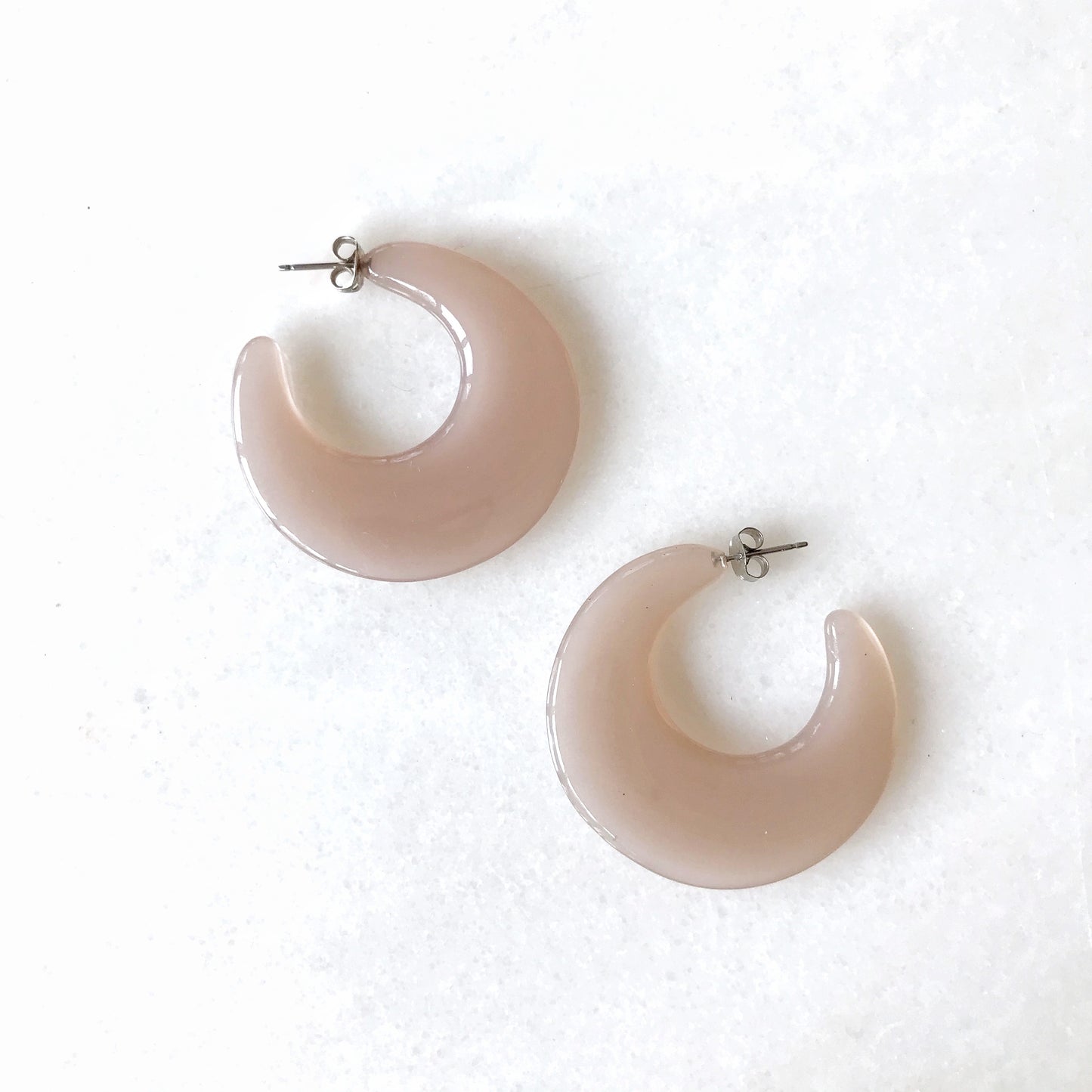 Minimal Acrylic Hoop Earrings, Dusty Pink