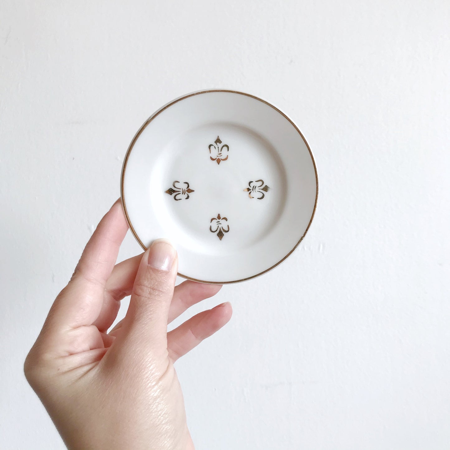 Set of 5 Small Fleur-de-lis Porcelain Dishes