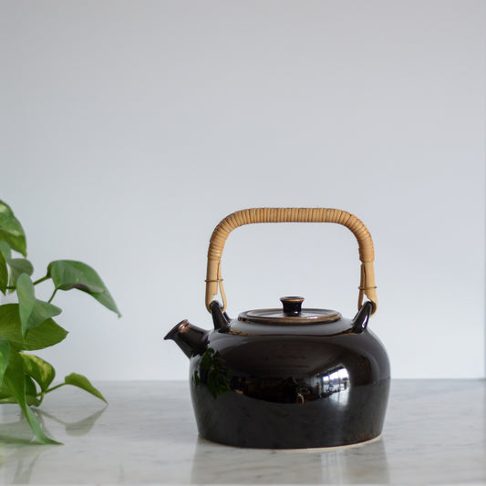 Vintage Black Ceramic Teapot by Dansk