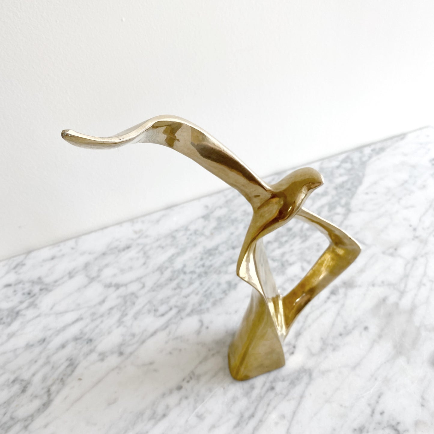 Vintage Minimalist Brass Seagull Sculpture