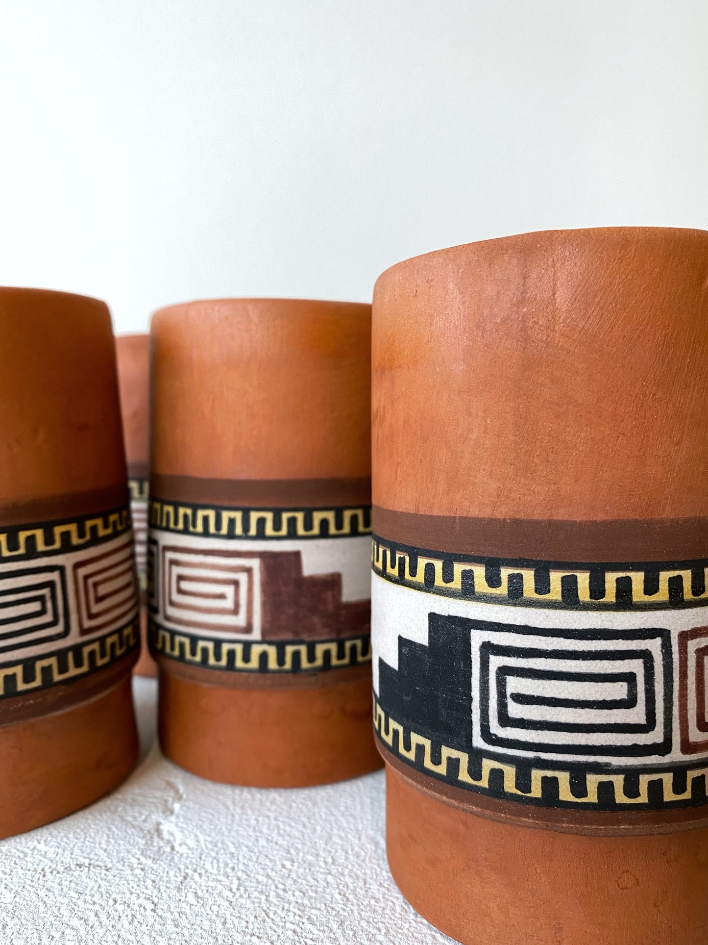 Set of 6 Vintage Peruvian Clay Cups