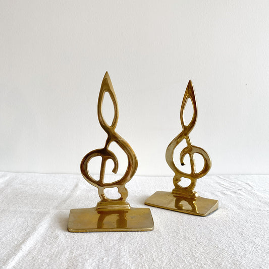 Pair of Vintage Brass Music Bookends