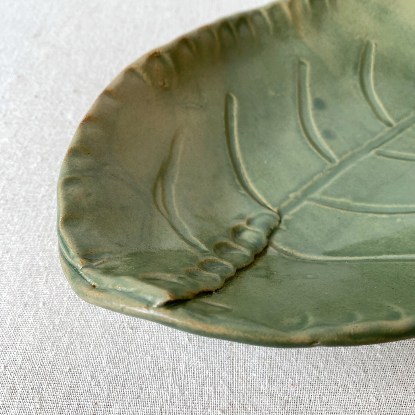 Vintage Stoneware Leaf Bowl