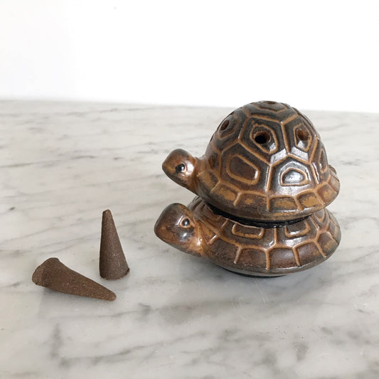 Vintage Ceramic Stacked Turtle Incense Burner