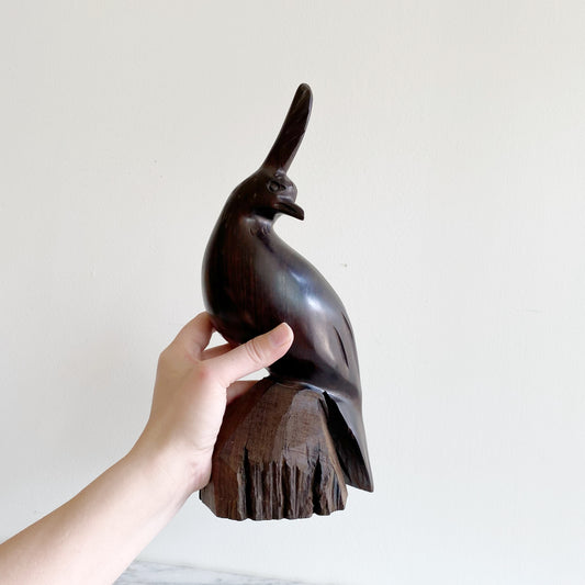 Large Vintage Ironwood Partridge Statue, 11.5”