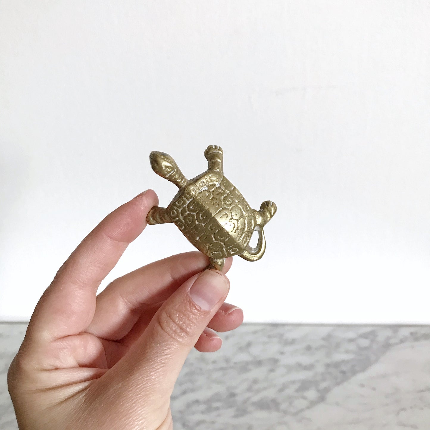 Cute Vintage Baby Brass Turtle