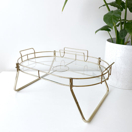 Vintage Brass + Glass Breakfast / Serving Tray