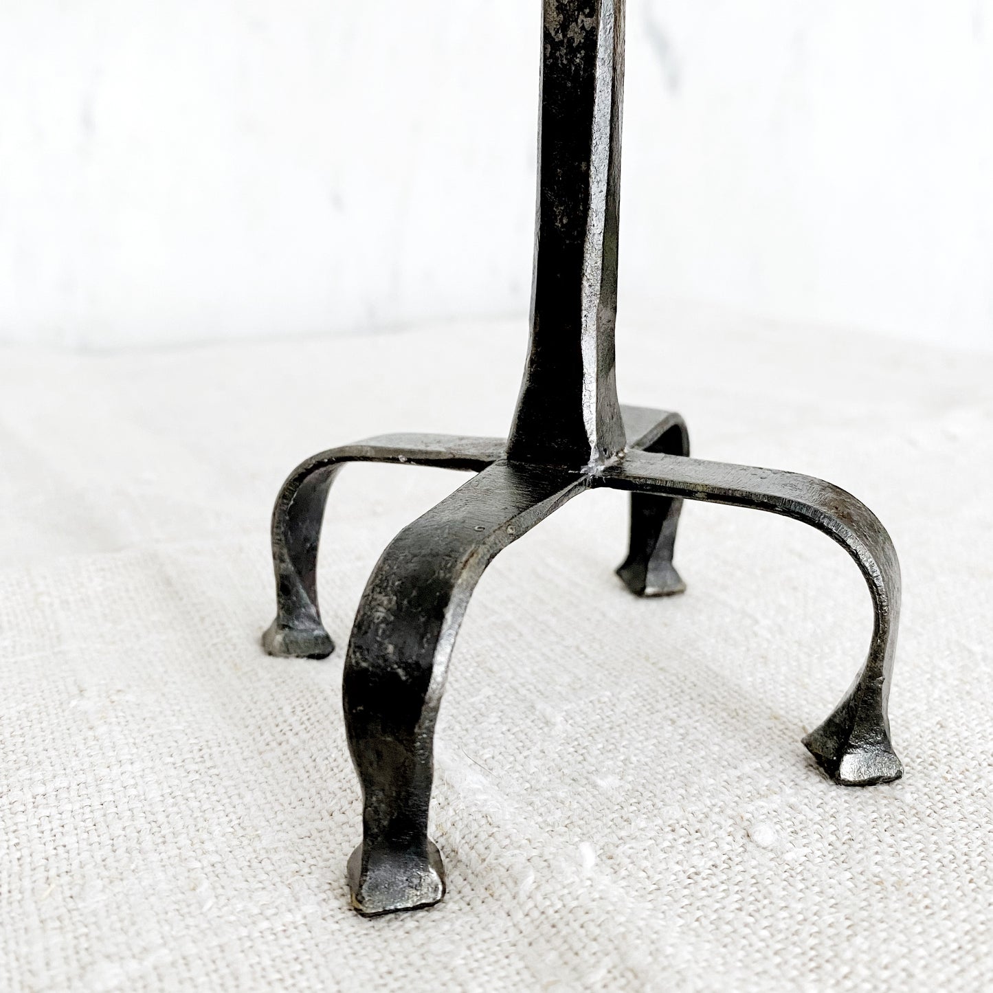 Vintage Tall Footed Iron Candle Holder, 11"