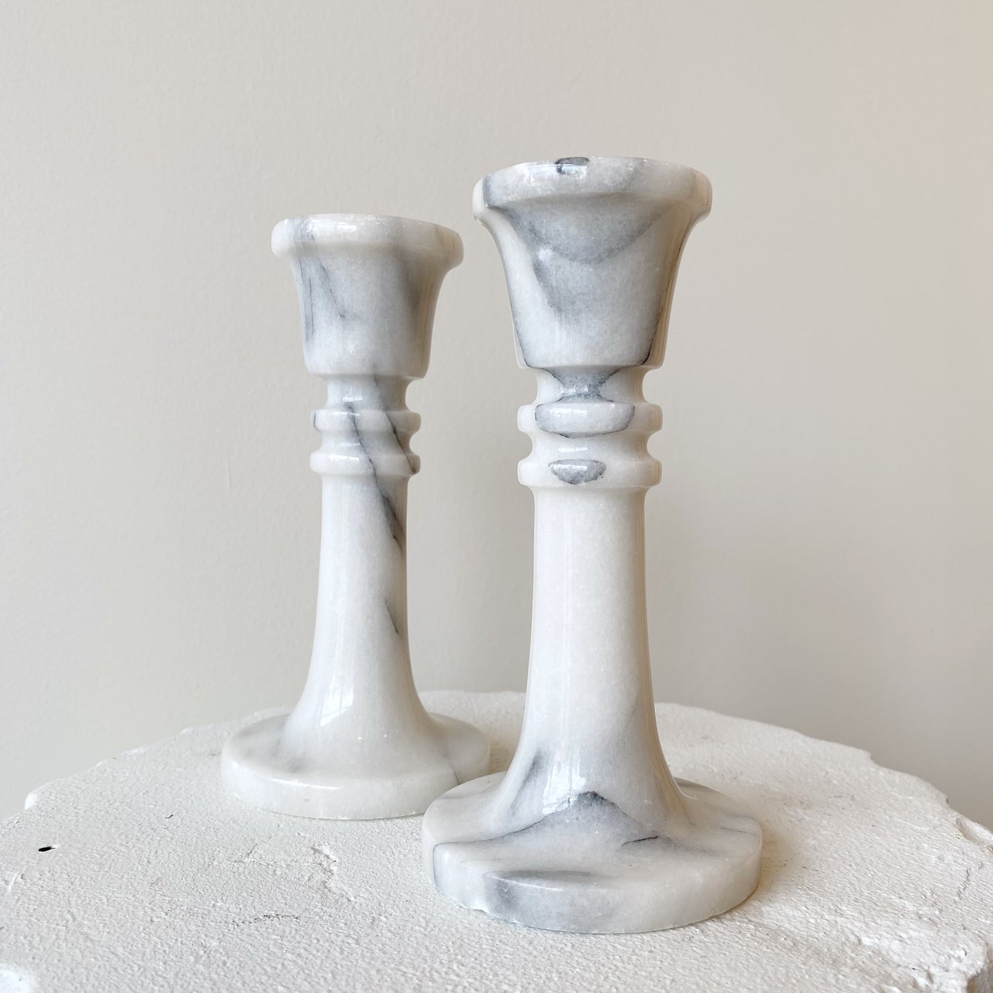 Pair of Marble Candlestick Holders