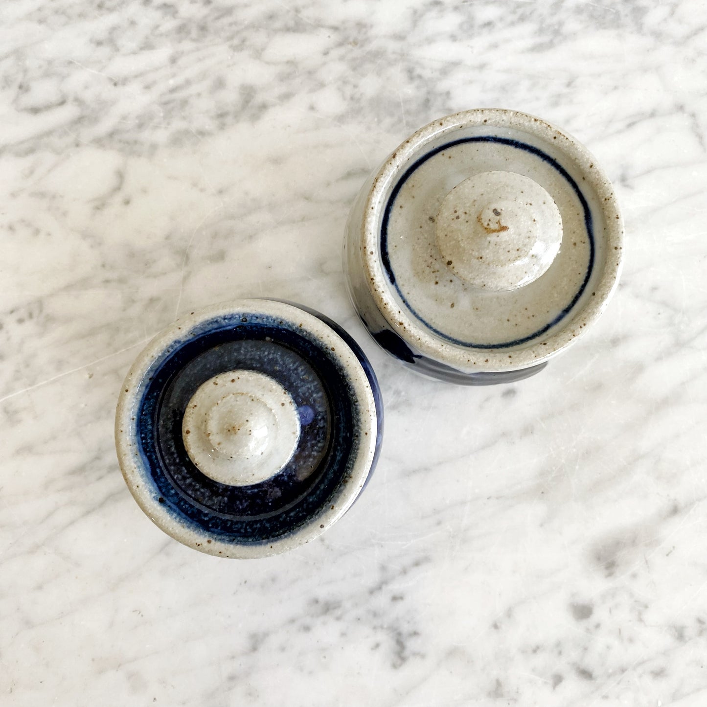 Set of Found Stoneware Salt + Pepper Shakers