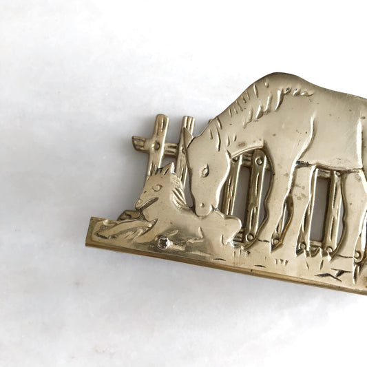 Vintage Brass Horse Letter Holder