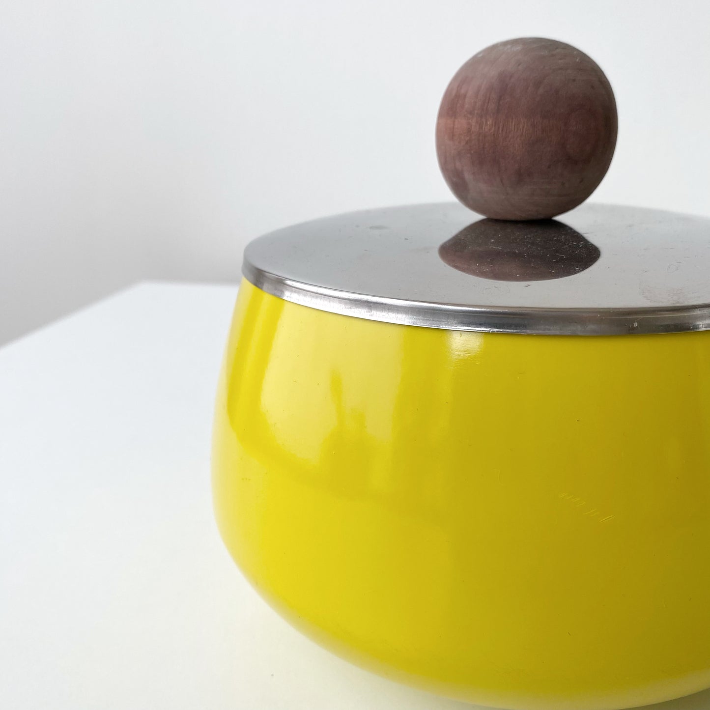 Vintage Yellow Enamel Fondue Saucepan