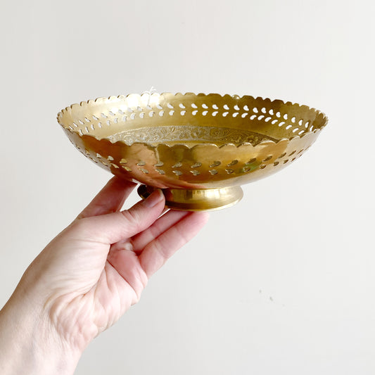 Vintage Decorative Brass Bowl, 7.75”