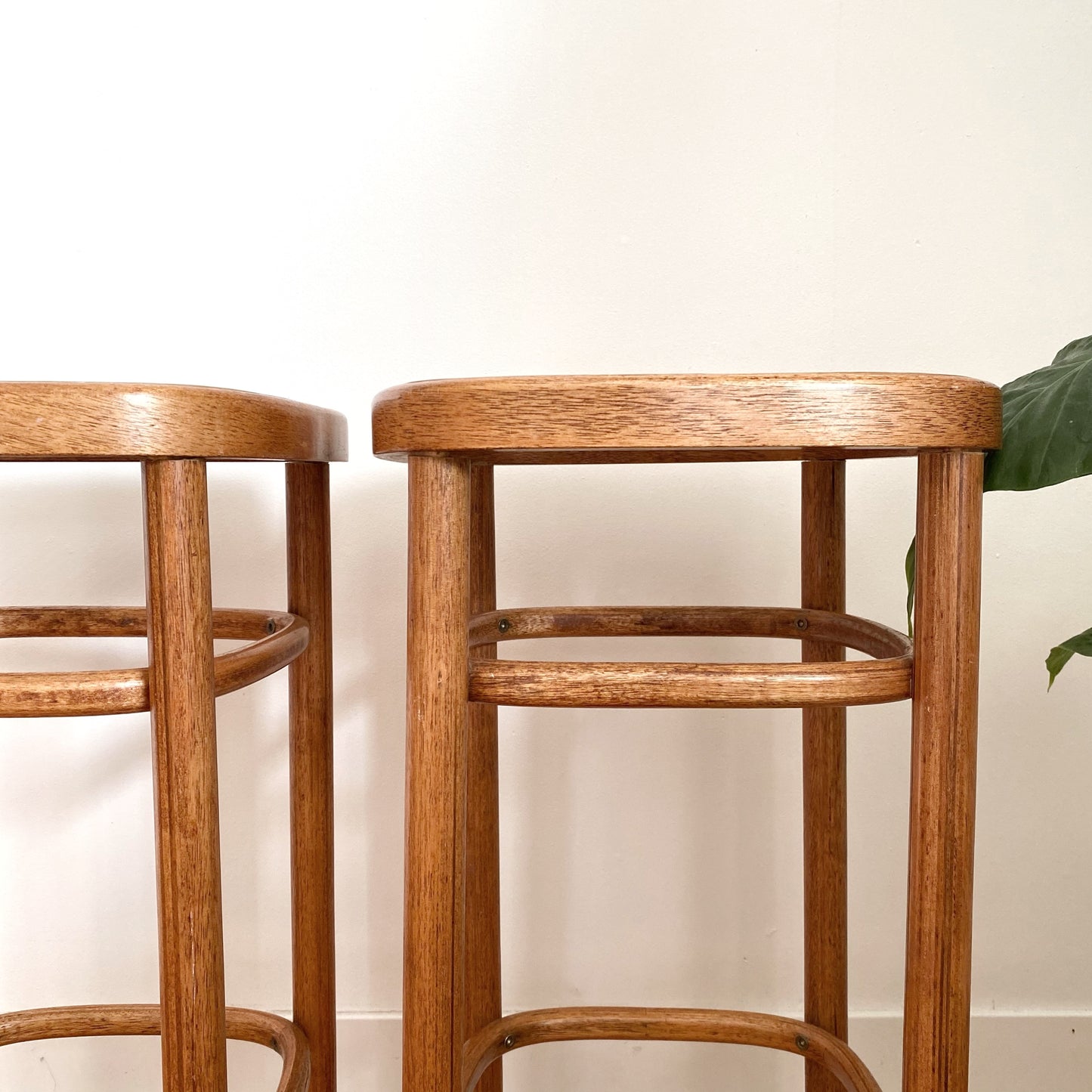 Pair of Bentwood Stools with Cane Seats