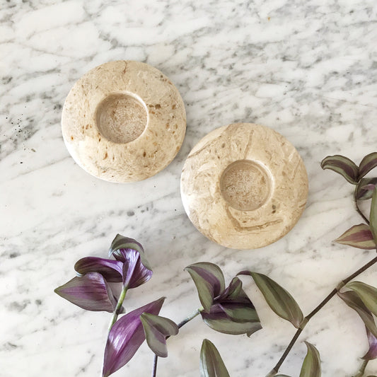 Pair of Minimal Marble Tea Light Holders