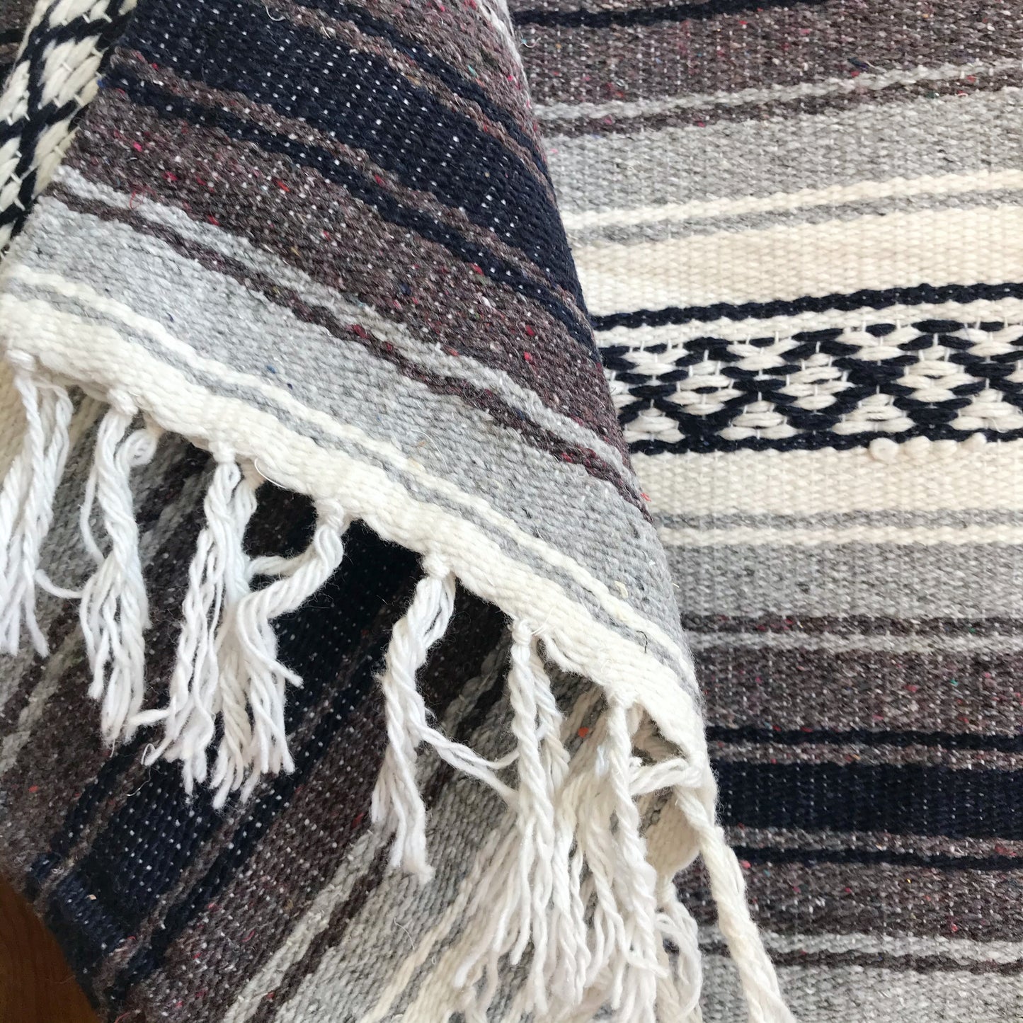 Vintage Hand-Loomed Woven Blanket, Mexico