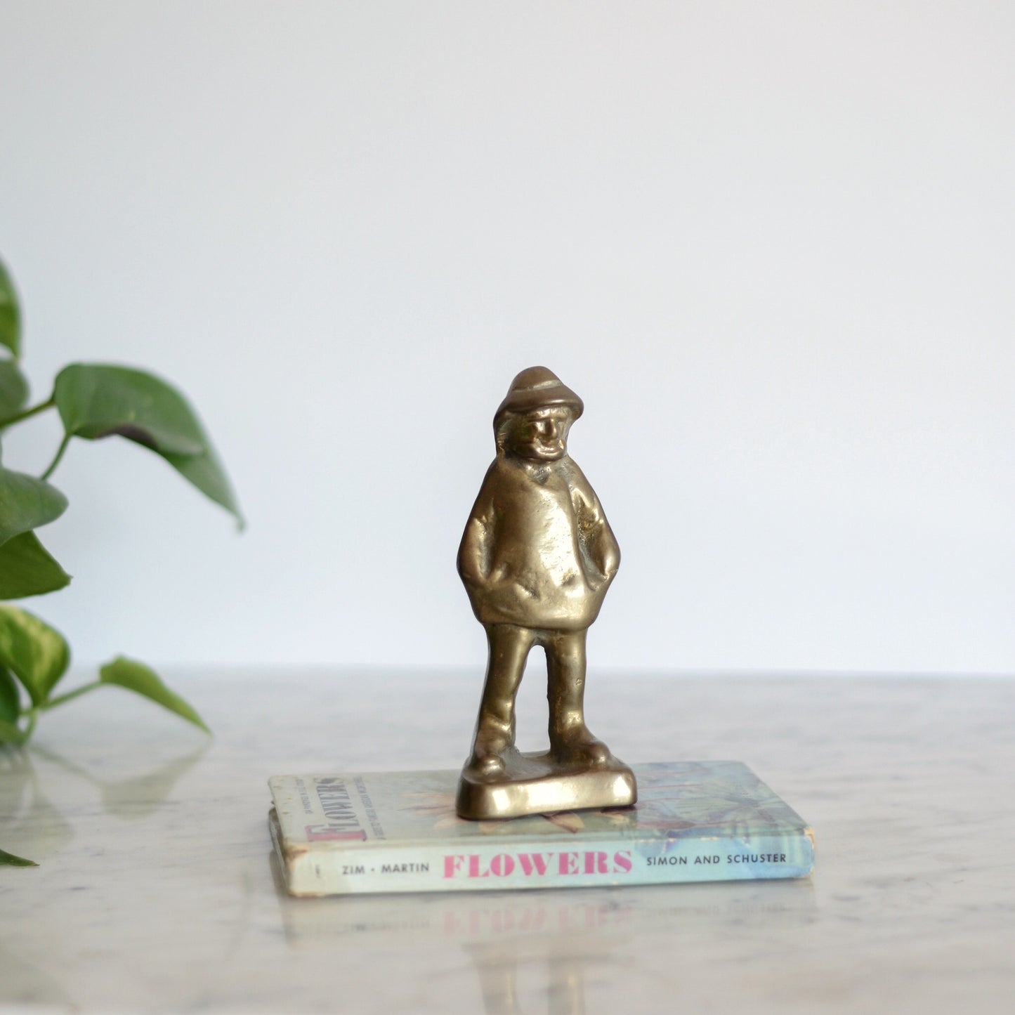 Vintage Solid Brass Fisherman Figure