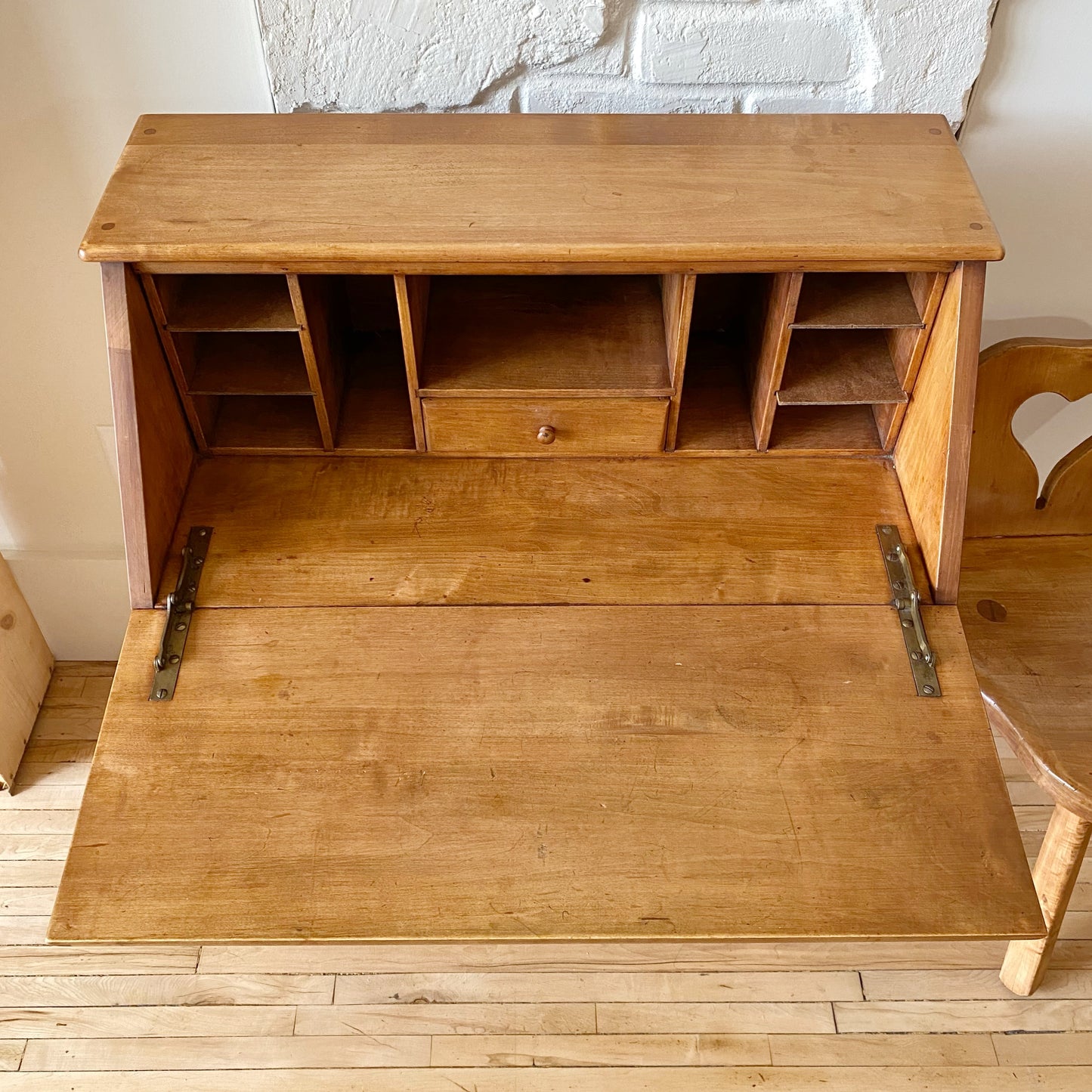 Vintage Folksy Wood Desk + Chair Set