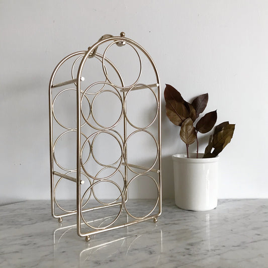 Vintage Gold Metal 7-Bottle Wine Rack