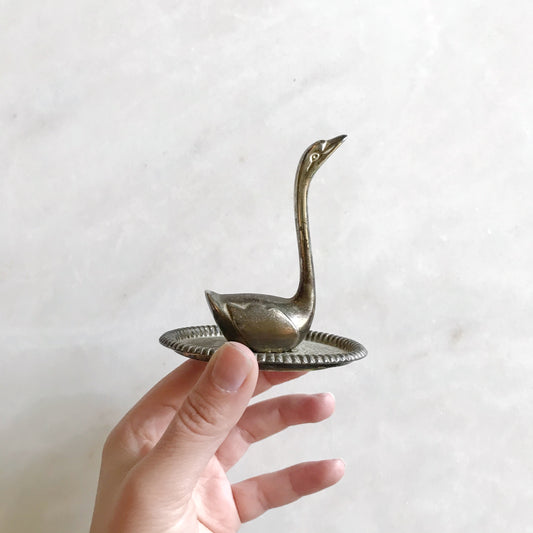 Vintage Silver Plated Swan Ring Dish