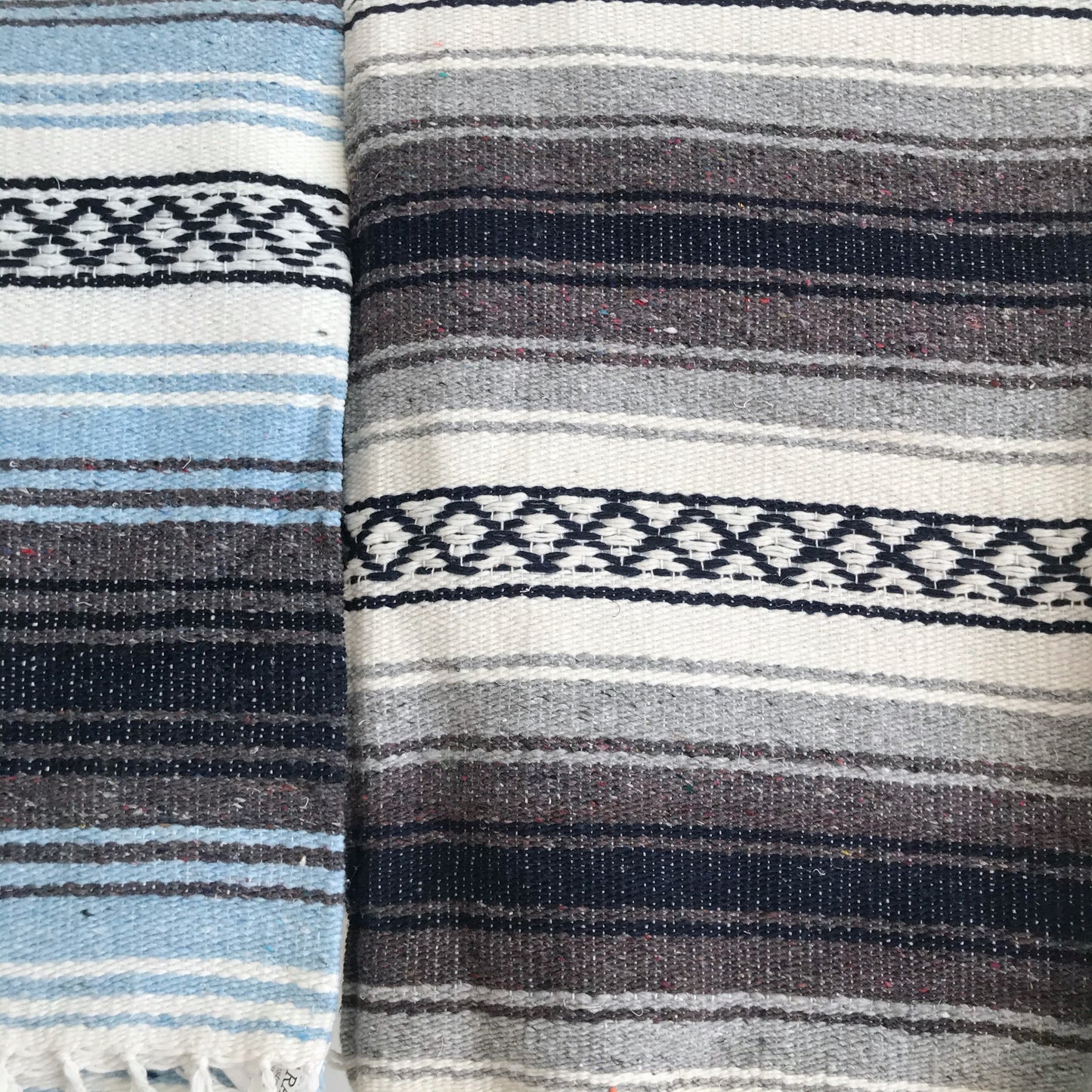 Vintage Hand-Loomed Blanket, Light Blue