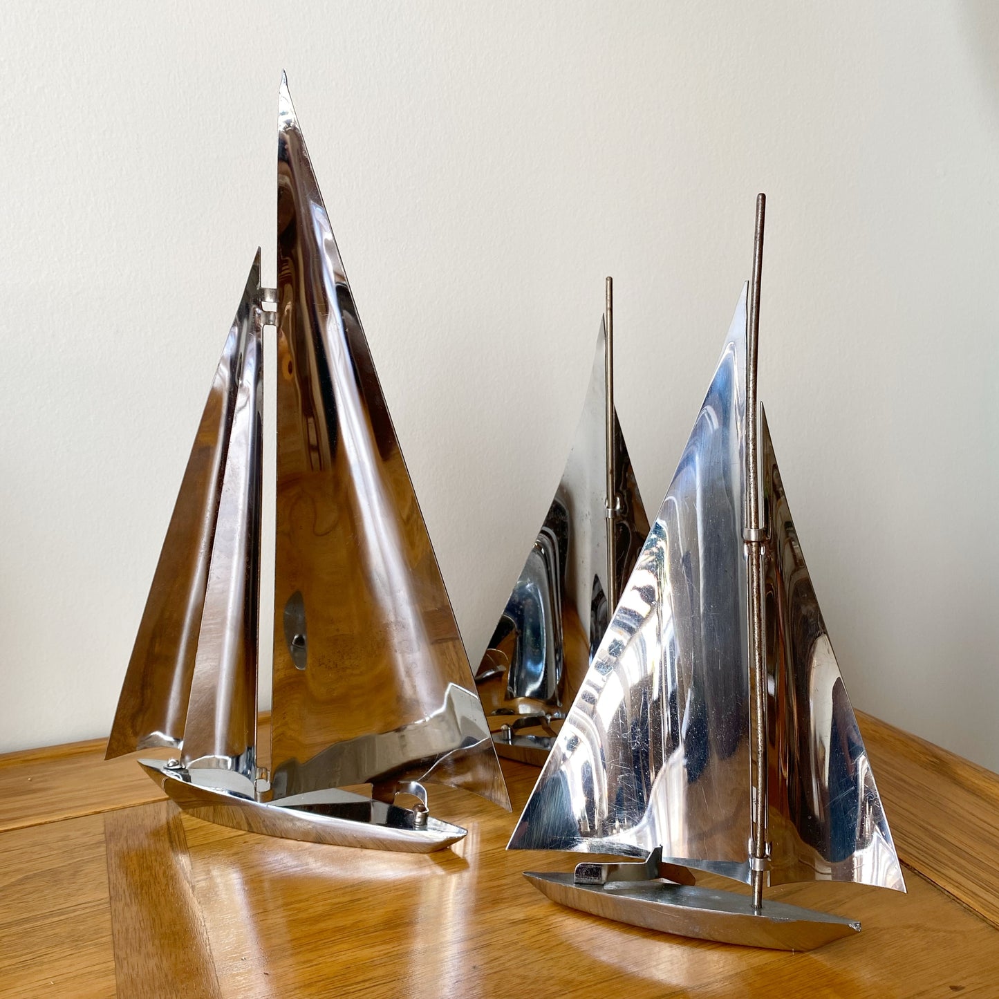 Set of 3 Vintage Steel Sailboats