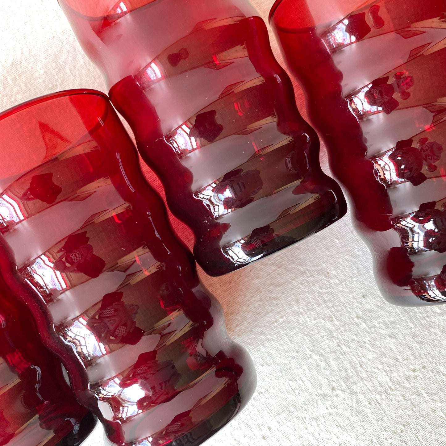 Set of 4 Vintage Red “Bubble” Glasses