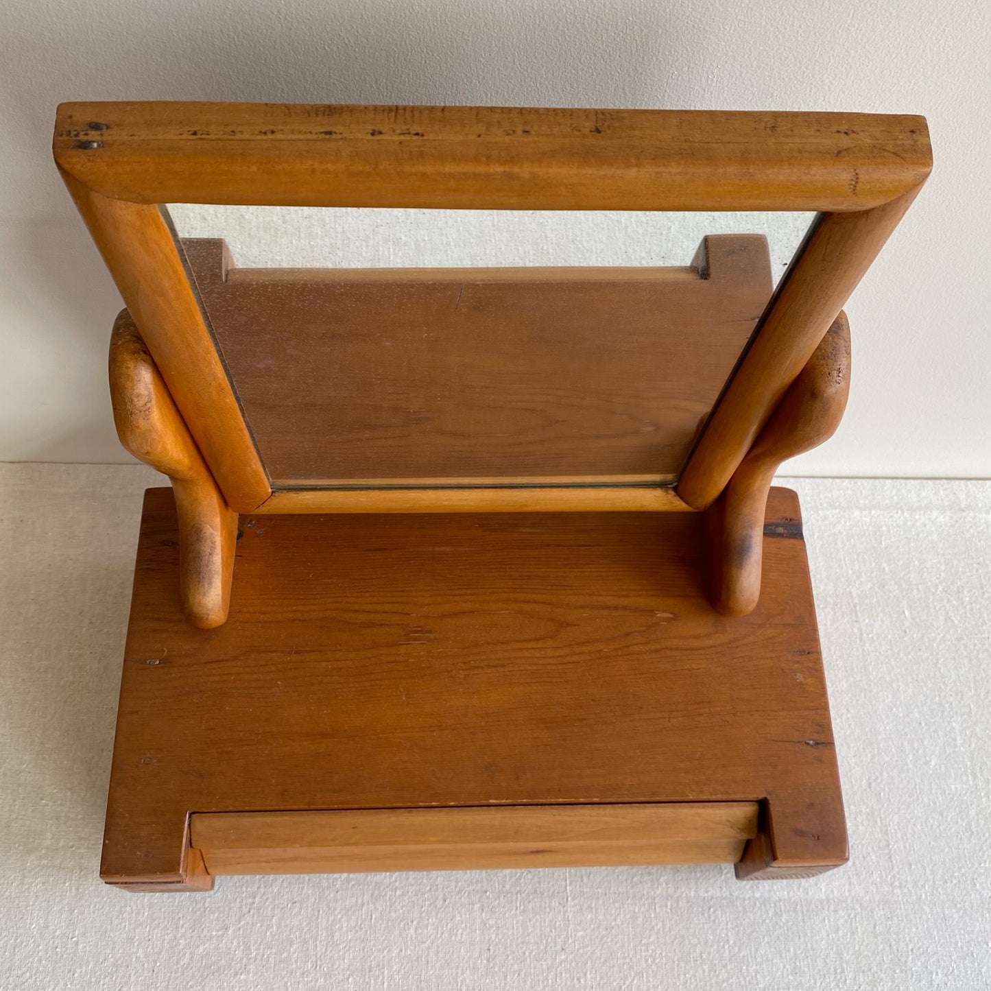 Antique Dresser Top / Vanity Box with Swivel Mirror