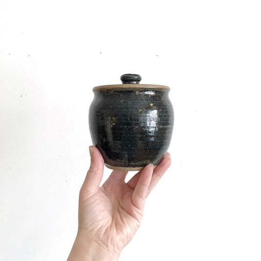 Studio Pottery Container, Deep Blue