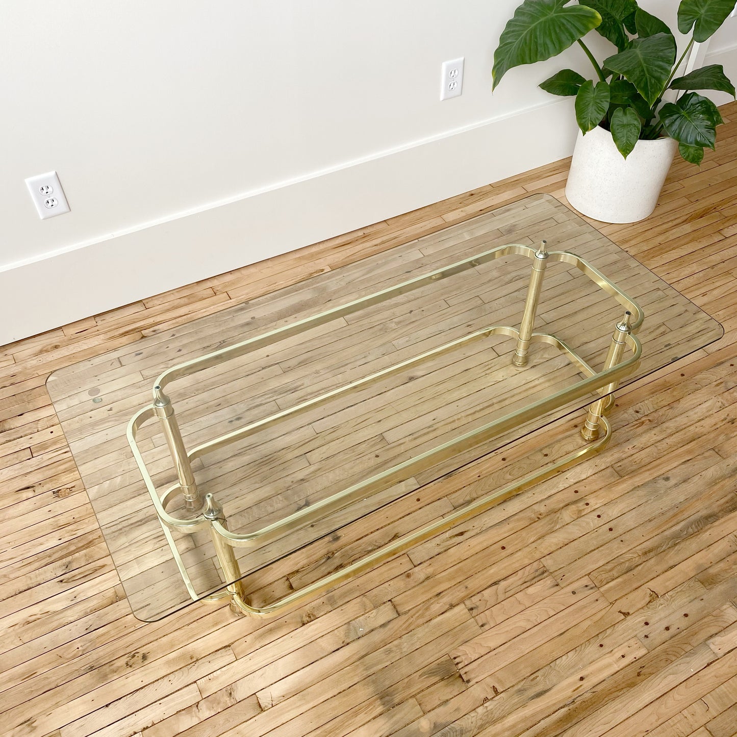 Vintage Brass + Glass Coffee Table