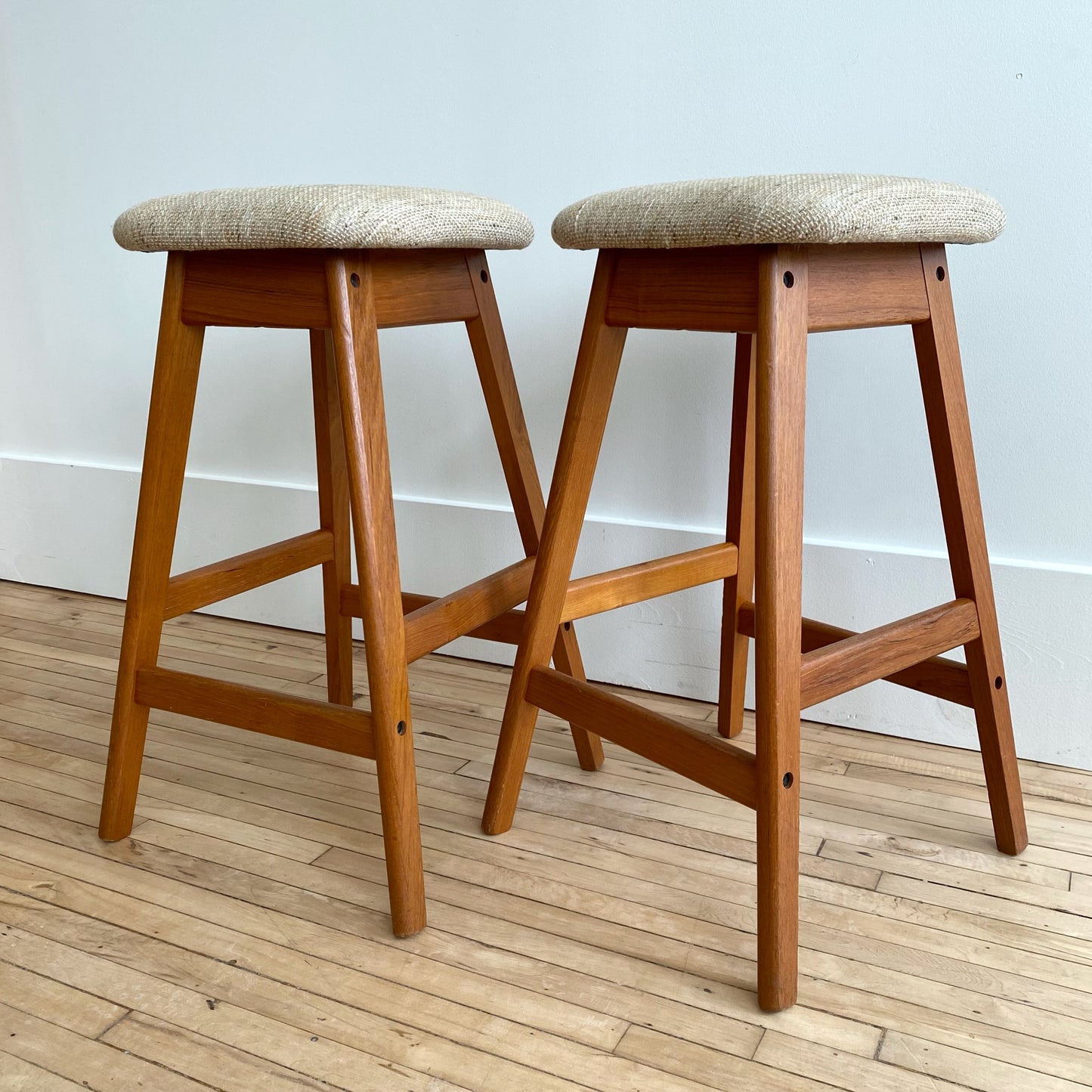 Pair of Vintage Teak Stools By Vamdrup Stolefabrik