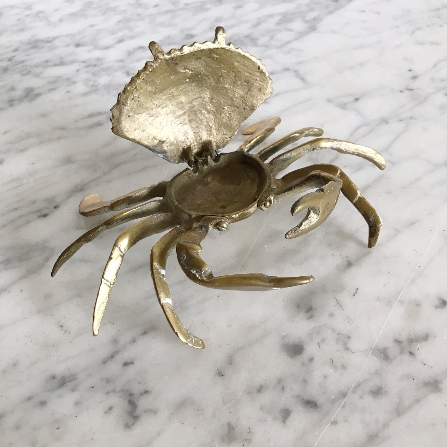 Vintage Brass Crab Trinket Box