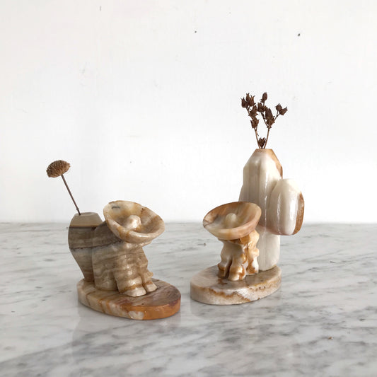 Vintage Onyx Figures / Dried Flower Vase