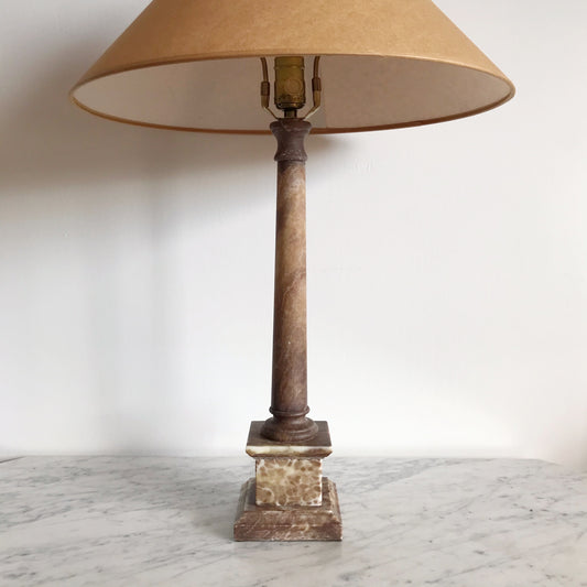 Vintage Slender Alabaster Column Table Lamp, Italy