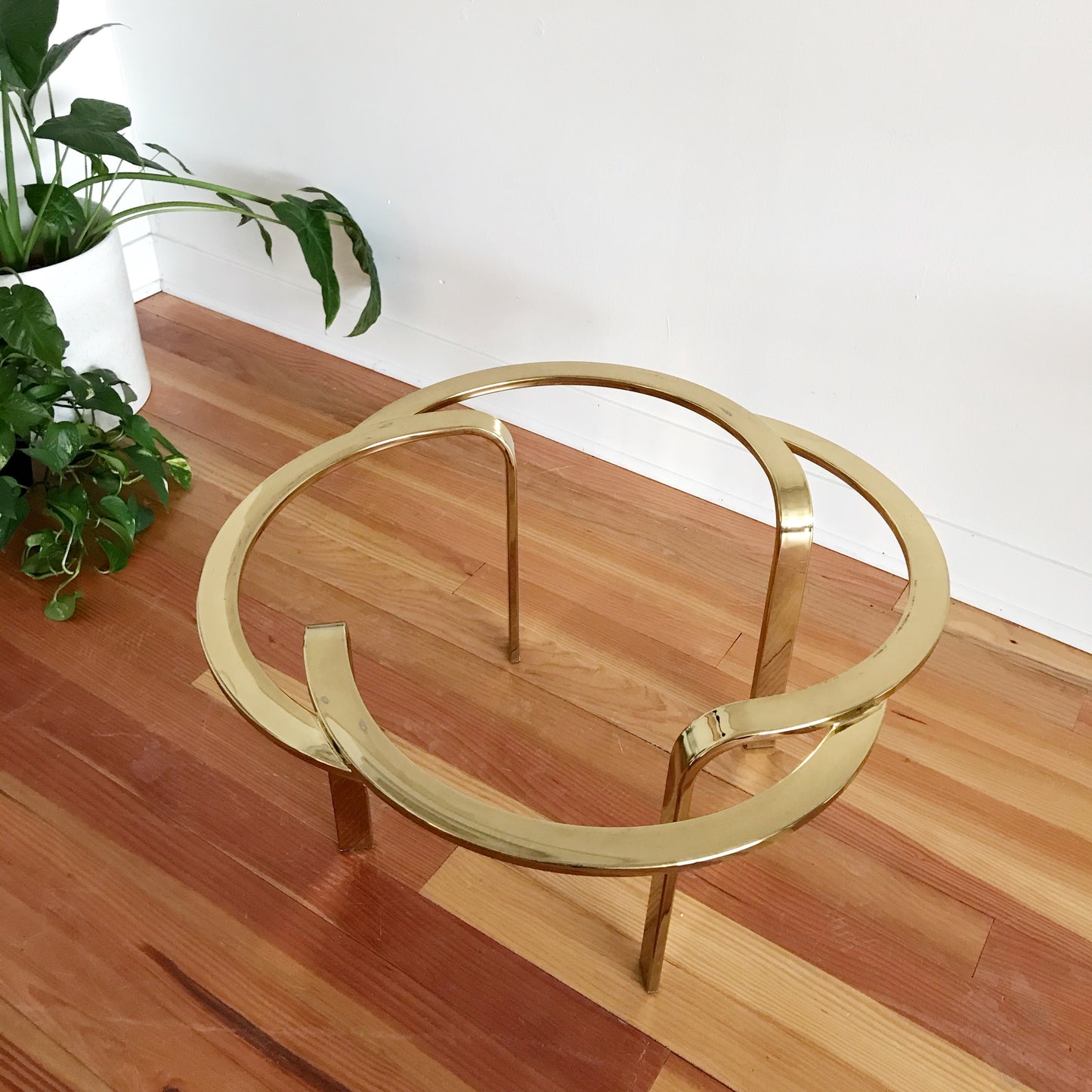 Vintage Glass and Brass Knot Coffee Table