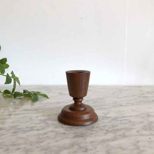 MCM Turned Wood Candlestick Holder