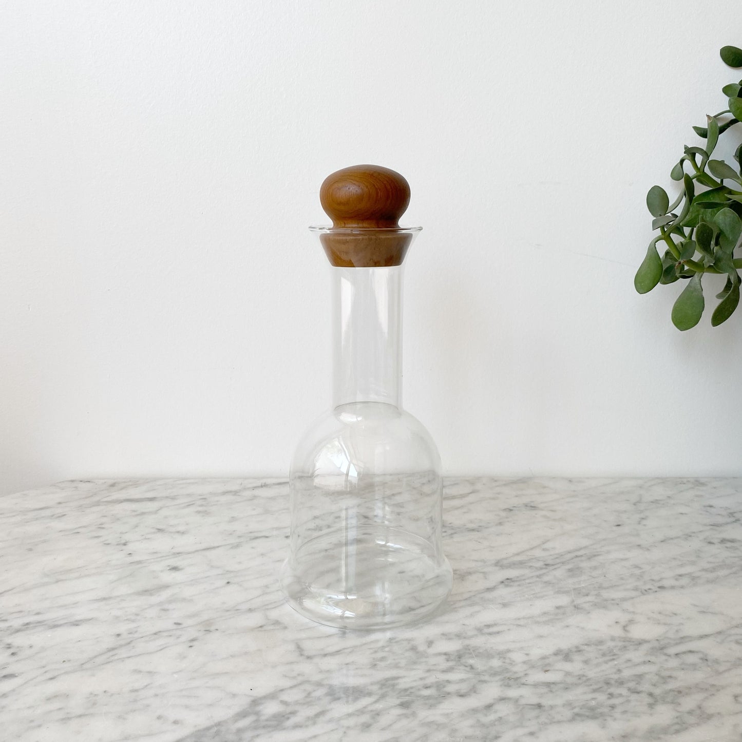 XL Vintage Glass Decanter with Wooden Top