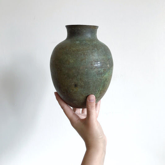 Medium Metal Urn Vase with Patina