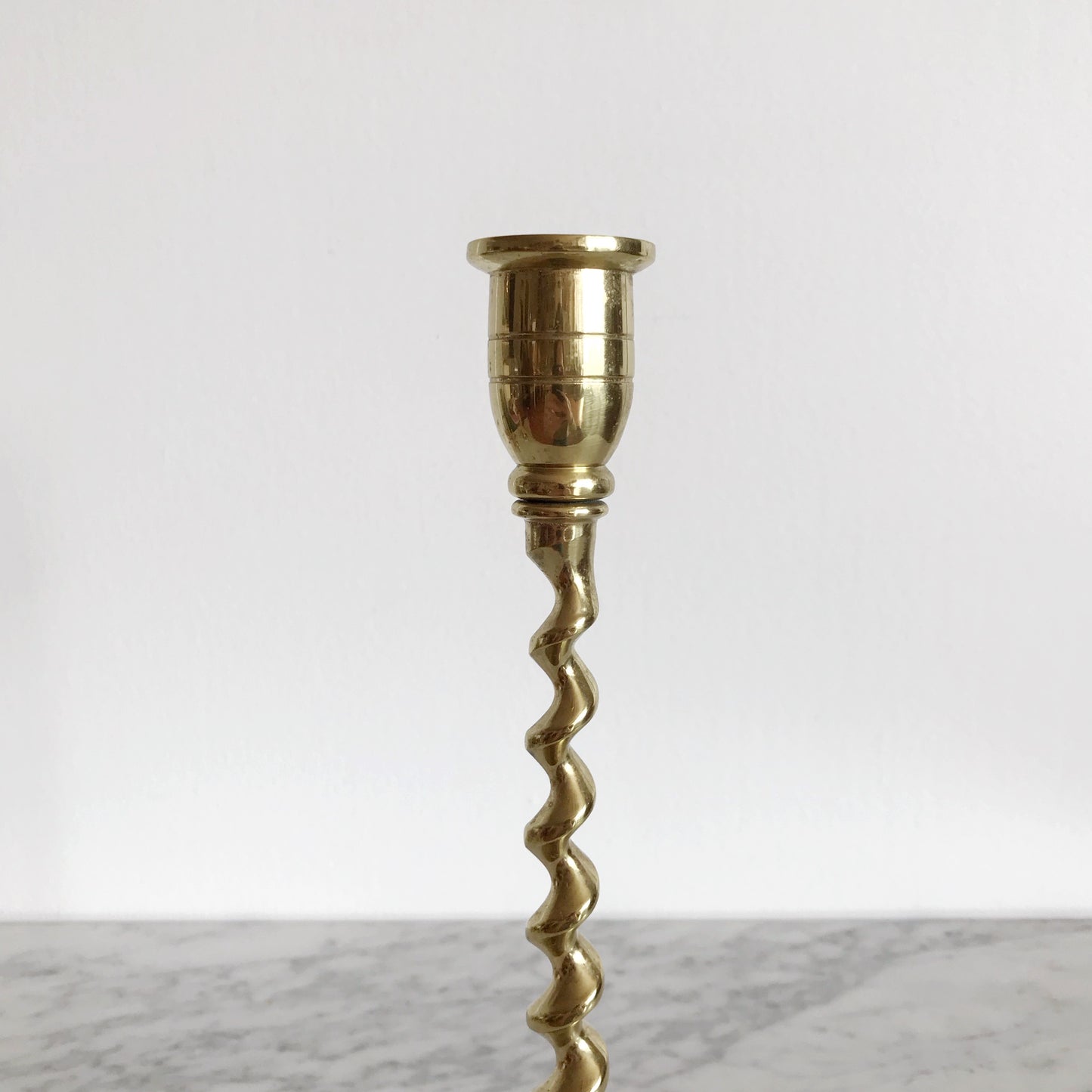 Tall Vintage Spiral Brass Candle Holder