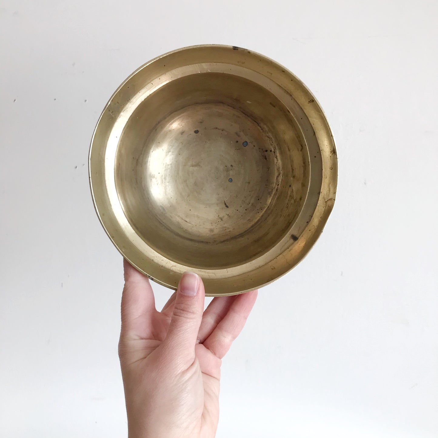 Large Heavy Vintage Footed Brass Bowl