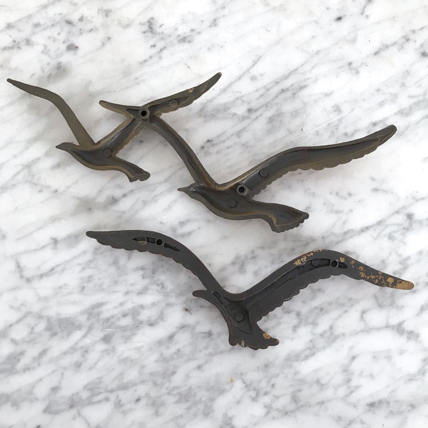 Vintage Set of Faux-wood Seagulls