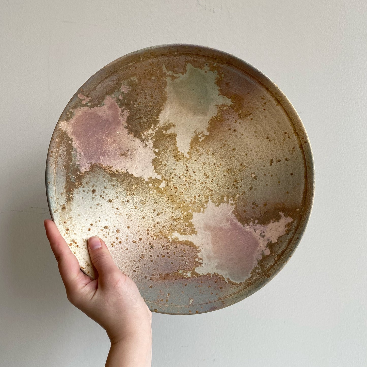 XL Found Vintage “Cosmic” Pottery Platter, 12”