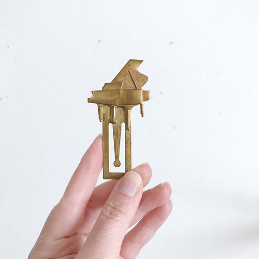 Vintage Brass Piano Bookmark