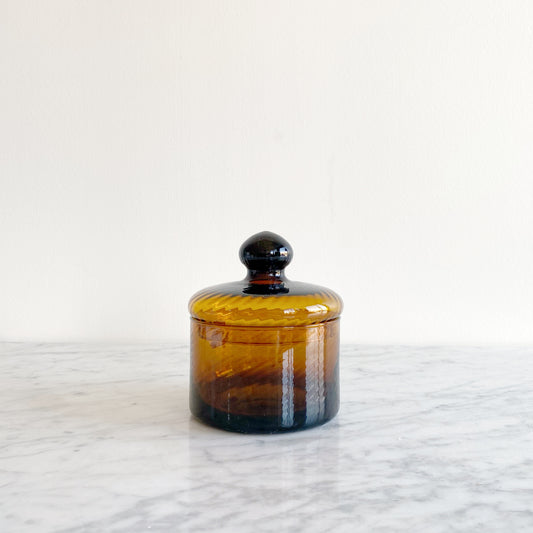 Vintage Italian Amber Glass Container with Lid
