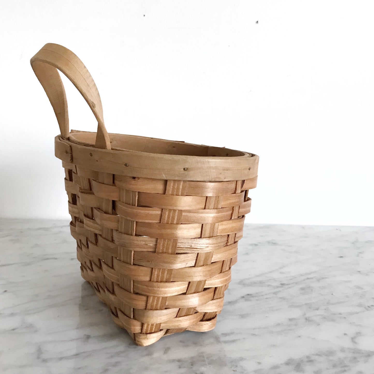 Small Vintage Woven Bentwood Wall Basket