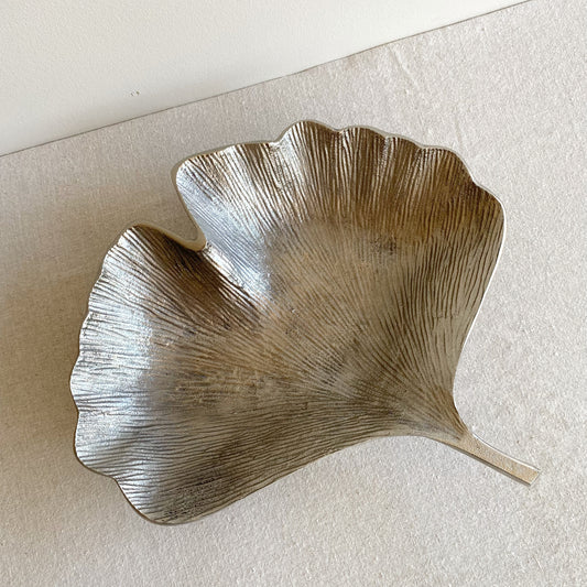 Oversized Metal Ginkgo Leaf Bowl