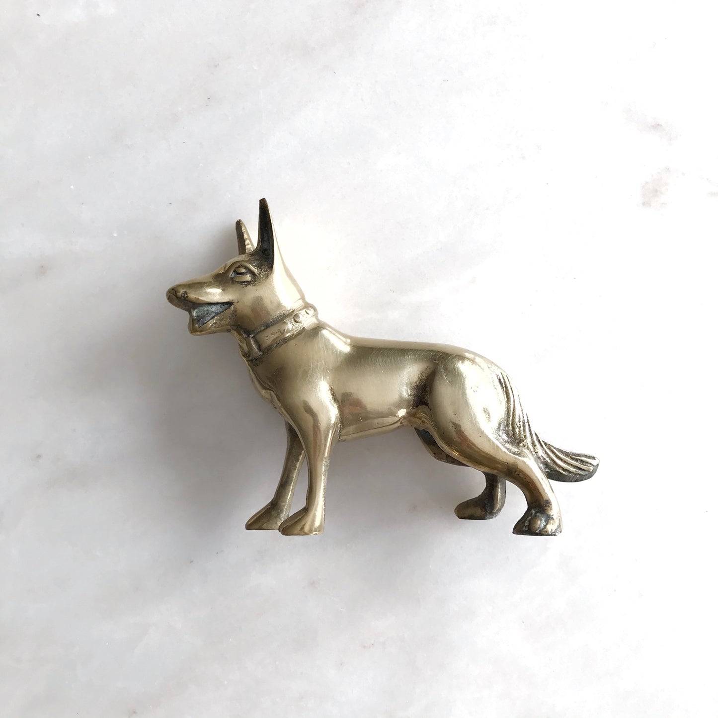 Vintage Brass Dog, German Shepherd